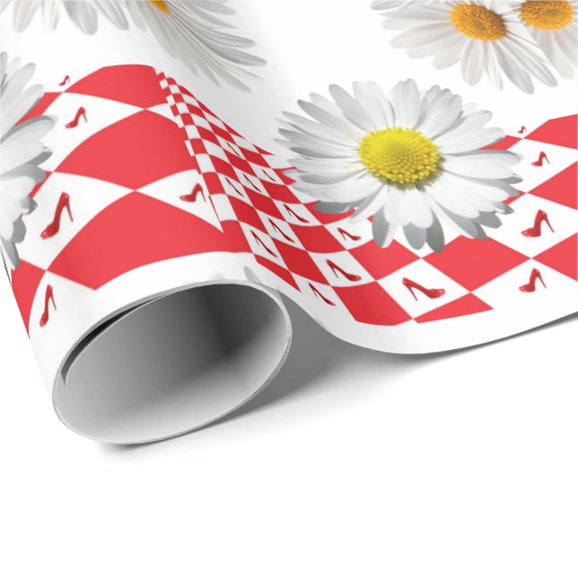 Glossy Wrapping Paper White Daisy (Roll Corner)