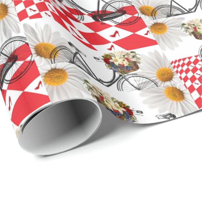 Glossy Wrapping Paper White Daisy (Roll Corner)