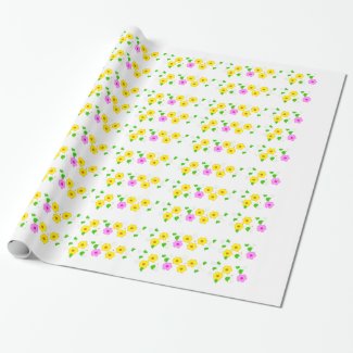Glossy Wrapping Paper-yellow pink  flowes Wrapping Paper