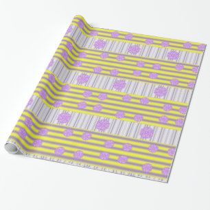 Glossy Wrapping Paper, Yellow Purple Stripe Paper