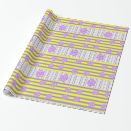Glossy Wrapping Paper Yellow Purple Stripe Wrapping Paper