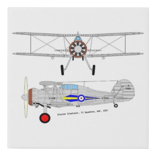 Gloster Gladiator Vintage Biplane Faux Canvas Print