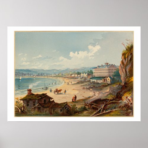 Gloucester Beach Massachusetts Vintage Style Poster