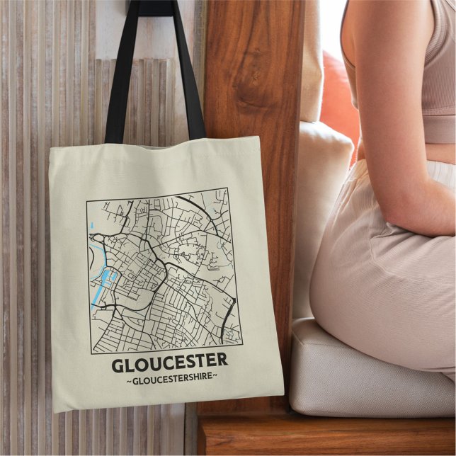 Gloucester, Gloucestershire City Map Tote Bag (Creator Uploaded)