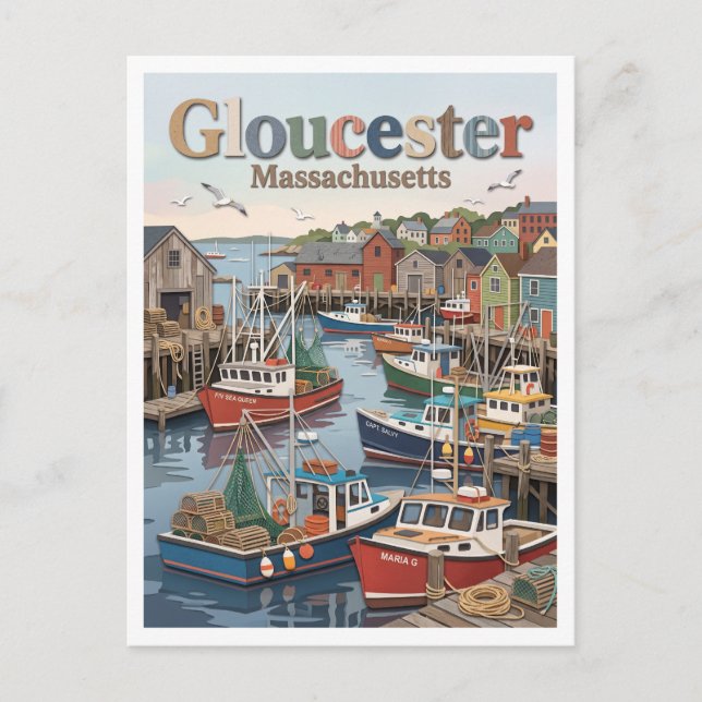 Gloucester Harbor Massachusetts Postcard (Front)