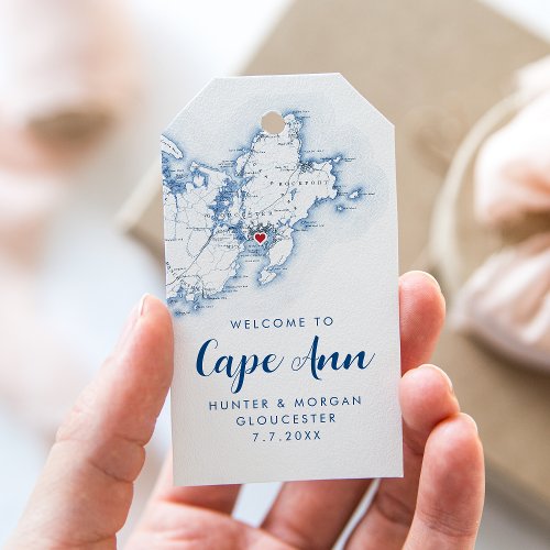 Gloucester MA Elegant Modern Navy Wedding Favor Gift Tags