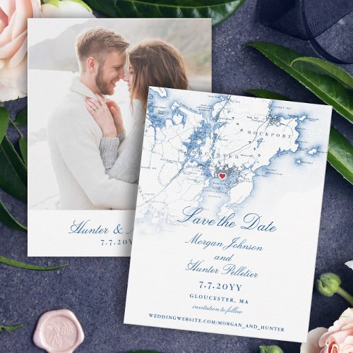 Gloucester MA Elegant Navy Wedding  Save The Date