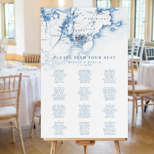 Gloucester Map 12 Table Blue Wedding Seating Chart Foam Board