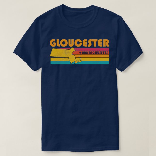 Gloucester Massachusetts Vintage Distressed Souven T-Shirt (Design Front)