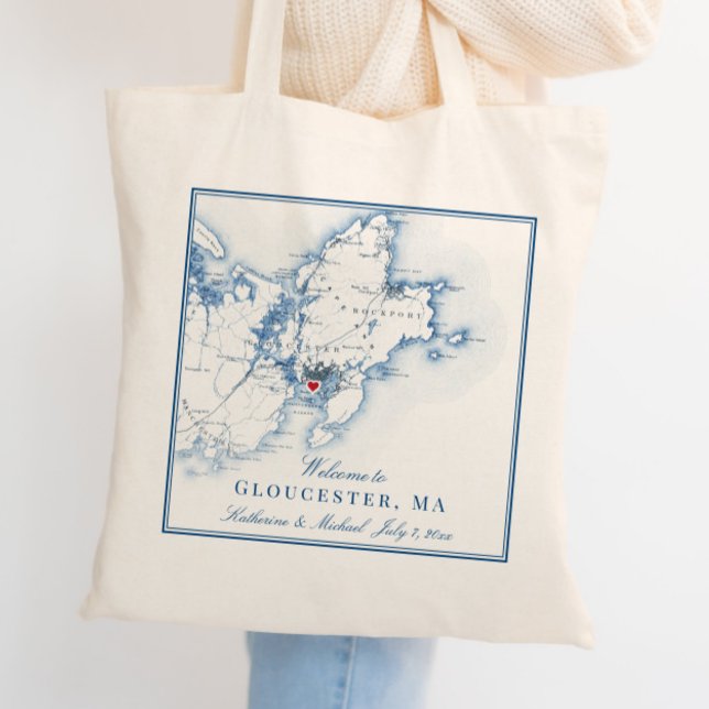 Gloucester, Massachusetts Wedding Welcome Tote Bag (This Gloucester MA wedding welcome tote bag is perfect for your Cape Ann destination wedding)