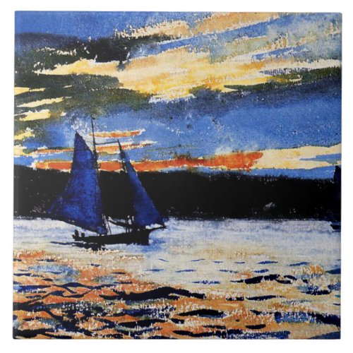 Gloucester Sunset painting by Winslow Homer Ceramic Tile