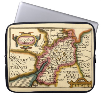 Gloucestershire County England Old Antiquarian Map Laptop Sleeve