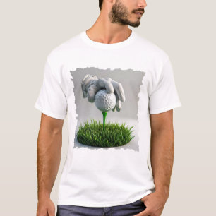 Gloved Hand Placing Golf Ball on Tee with Grass