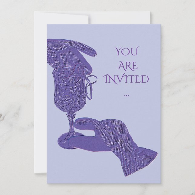Gloved hands gloves touch wine glass invitation (Front)