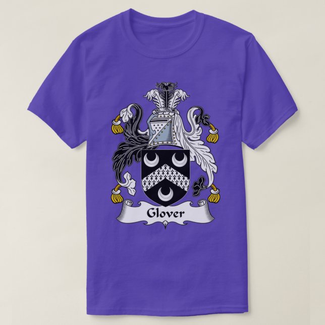 Glover Coat of Arms Family Crest  T-Shirt (Design Front)