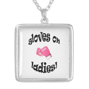Gloves On Ladies! Kickboxing Silver Plated Necklace