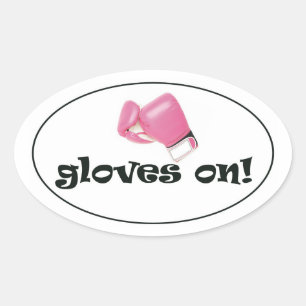 Gloves On! Pastel Pink Boxing Gloves Oval Sticker