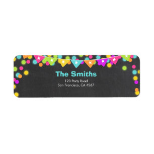 Glow Address Label Neon Disco Birthday party Laser