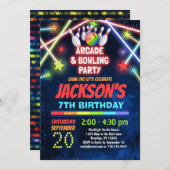 Glow Arcade Bowling Birthday Party  Invitation (Front/Back)
