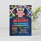 Glow Arcade Bowling Birthday Party  Invitation (Standing Front)