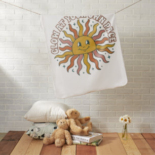 Glow At Your Own Pace Retro Sun Aesthetic Baby Blanket