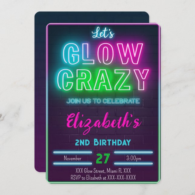 Glow Birthday Invitation (Front/Back)