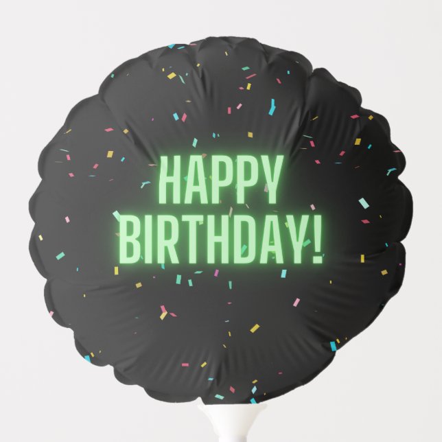 Glow Birthday Party Black Confetti Small Balloon (Front)
