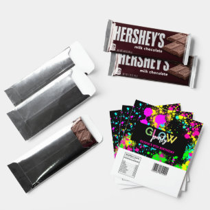 Glow birthday party hershey bar favors