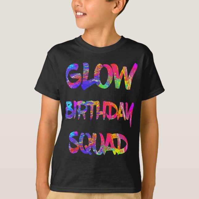 Glow Birthday Squad Glow Party 80s Group Party Tea T-Shirt (Front)