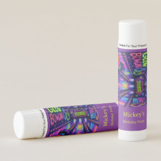 Glow Bowling Watercolor Teen Birthday Party Favor Lip Balm