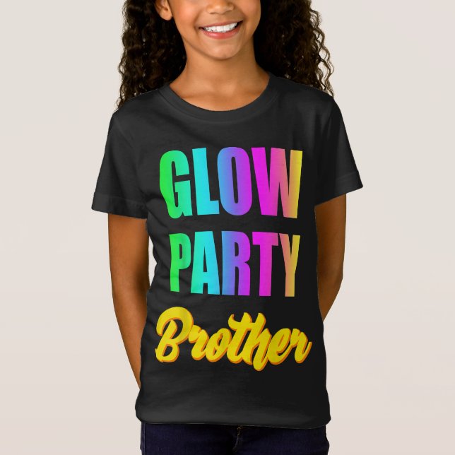 Glow Brother Retro 80s Birthday Party Group Gift T-Shirt (Front)