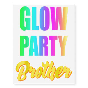Glow Brother Retro 80s Birthday Party Group Gift Temporary Tattoos