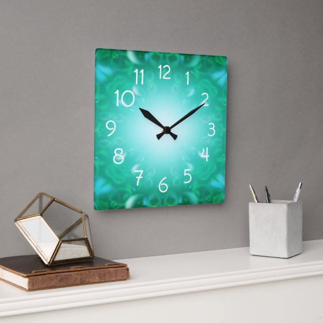 Glow Bubbles Square Wall Clock (Office)