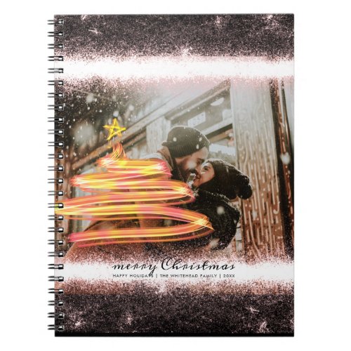 Glow Christmas Tree Gold Glitter Star Photo Notebook