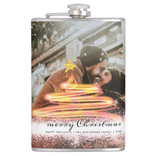 Glow Christmas Tree Star Photo Glitter Flask