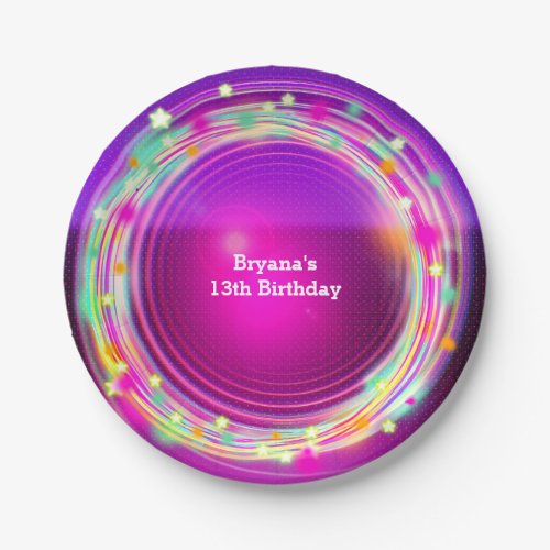 Glow Circles  Stars Birthday Party Plates