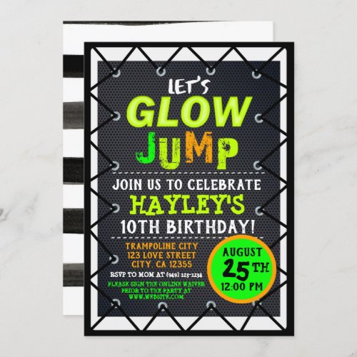 Glow Cosmic Jump  Play Kids Trampoline Park Invitation