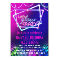 GLOW crazy birthday disco party invite