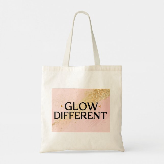 Glow Different Tote Bag – Pink Gold Quote (Back)
