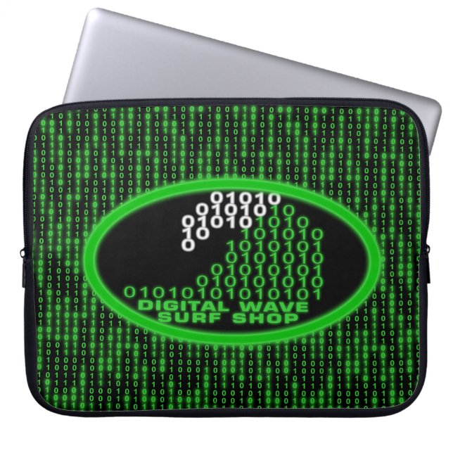 Glow DWSS Logo Binary Code Rain Laptop Sleeve (Front)