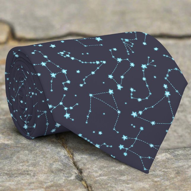 Glow Effect Star Map Constellations Spaceastrology Neck Tie (Creator Uploaded)