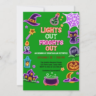 Glow Extravaganza Neon Halloween Party Invitation