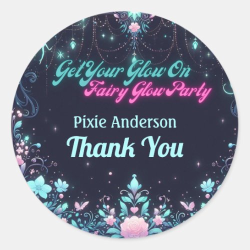 Glow Fairy Party Theme _ Fairytale After Dark Classic Round Sticker
