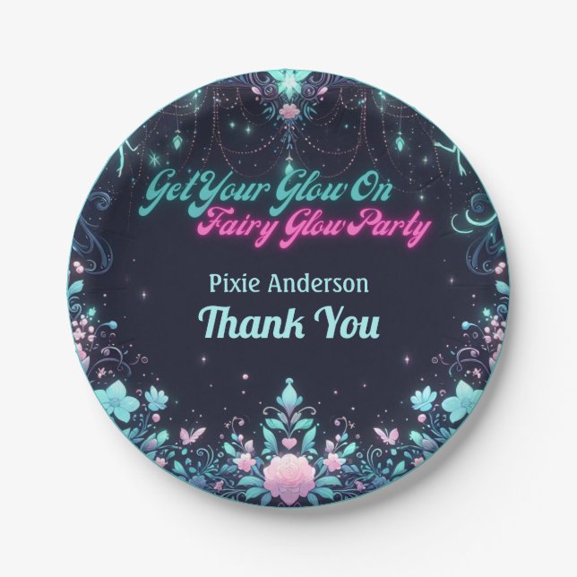 Glow Fairy Party Theme - Fairytale After Dark Paper Plates (Front)