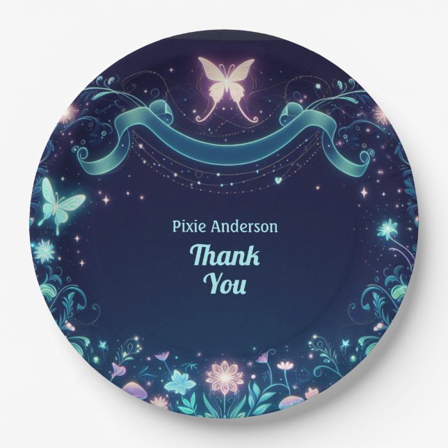 Glow Fairy Party Theme - Fairytale After Dark Paper Plates (Front)