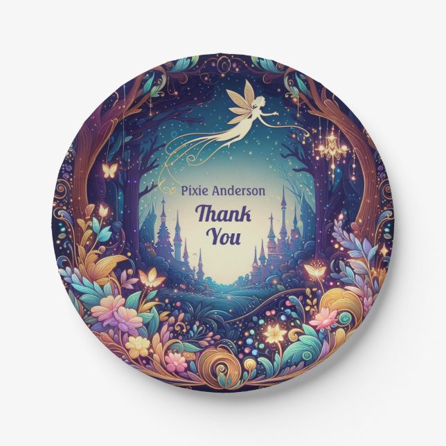 Glow Fairy Party Theme - Fairytale After Dark Paper Plates (Front)