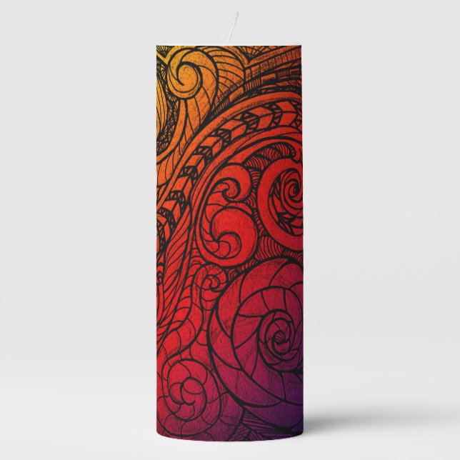 Glow & Flow Doodle Pillar Candle (Front)
