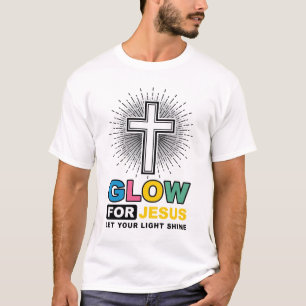 Glow For Jesus Christian Cross Light Shirt Design_