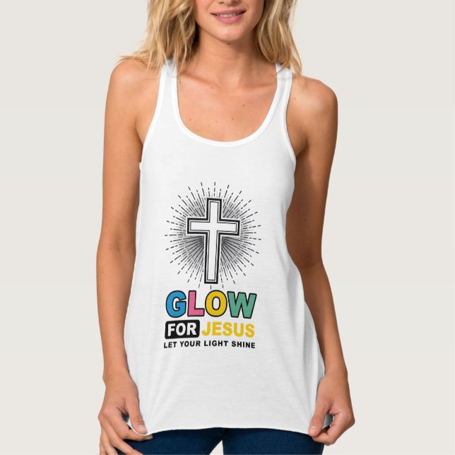 Glow For Jesus Christian Cross Light Shirt Design_ (Front)