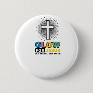 Glow For Jesus Christian Cross Light Shirt Design_ Button